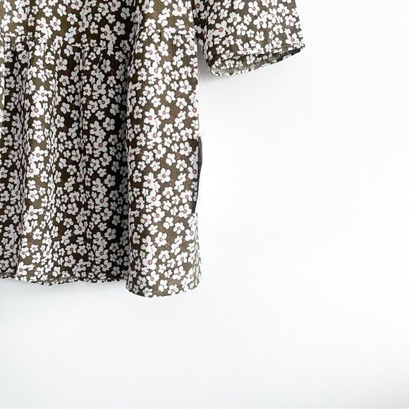 ASOS Dress All-Over Brown Floral Print Round Neck Long Sleeves Women's 10 NWT - Picture 3 of 8